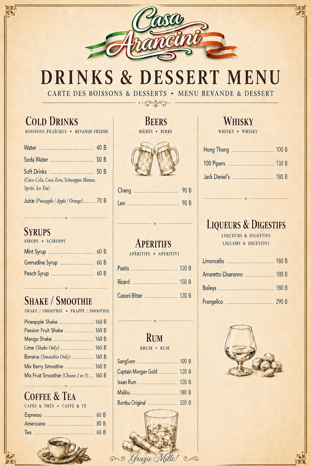 Drinks Menu